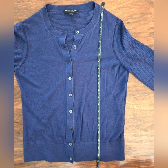 Banana Republic Small Navy Blue Silk/Cotton Blend Button Up Cardigan - Picture 11 of 12